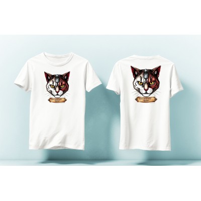 Tricou Cat White Red